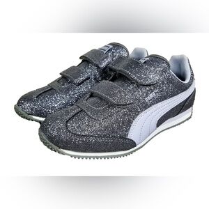 Puma Kids Glitter Shoes - Gray. Great Condition. Size 7. Velcro Closure